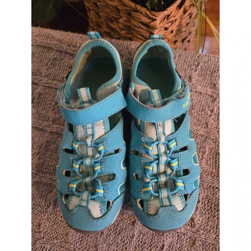 MERRELL Hydro H2O Hiker Kids Blue Teal Leather Mesh Water Sandals Size 5W